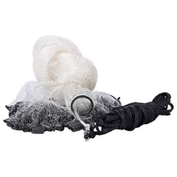 BASSDASH American Saltwater Fishing Cast Net 3/8 1/4-Inch Mesh 4ft 6ft 8ft Radius, 1-Pound Per Foot, for Bait Fish with Utility Bucket Casting