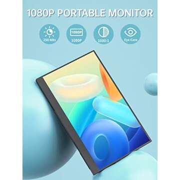 cocopar Travel Monitor – Upgraded 15.6 Inch 1080P FHD HDR IPS Ultra Slim USB-C Portable Display with Kickstand Dual Type-C Mini HDMI Dual Speakers for Laptop PC Mac Surface Xbox PS4/5