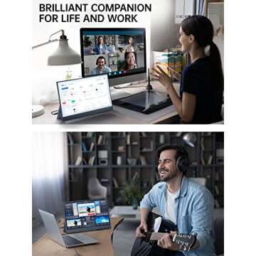cocopar Travel Monitor – Upgraded 15.6 Inch 1080P FHD HDR IPS Ultra Slim USB-C Portable Display with Kickstand Dual Type-C Mini HDMI Dual Speakers for Laptop PC Mac Surface Xbox PS4/5