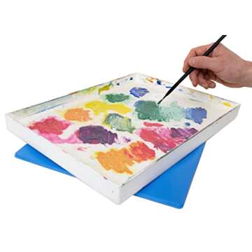 Masterson Artist Palette Seal, 12in x 16in Airtight Palette Container, Keeps Wet Paint Fresh for Weeks, Oil or Acrylic Painting Palette with Lid, Seal, Blue Lid Box, Made in USA