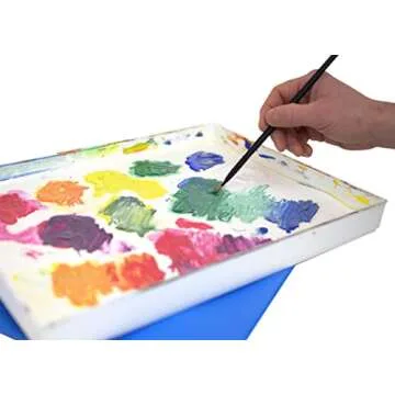 Masterson Artist Palette Seal, 12in x 16in Airtight Palette Container, Keeps Wet Paint Fresh for Weeks, Oil or Acrylic Painting Palette with Lid, Seal, Blue Lid Box, Made in USA
