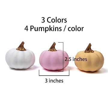 WangLaap 12Pcs Artificial Assorted Pink Pumpkins Bulk Middle Size Pumpkins Stylish Harvest Decoration Faux Foam Pumpkins Decoration for Fall Autumn Home Decor (Pink)
