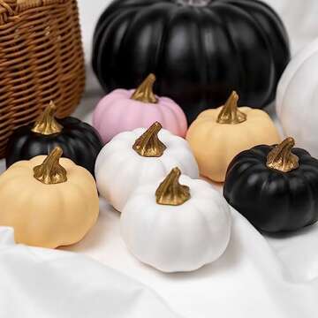 WangLaap 12Pcs Artificial Assorted Pink Pumpkins Bulk Middle Size Pumpkins Stylish Harvest Decoration Faux Foam Pumpkins Decoration for Fall Autumn Home Decor (Pink)