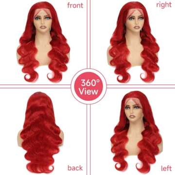 Vibrant Red Body Wave Lace Front Wig 24 Inch Human Hair