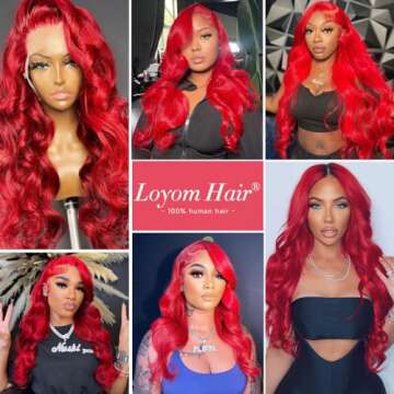 Vibrant Red Body Wave Lace Front Wig 24 Inch Human Hair