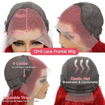 Vibrant Red Body Wave Lace Front Wig 24 Inch Human Hair