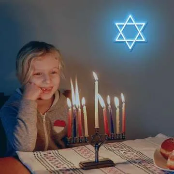 Star of David Neon Sign, Attivolife Hanukkah Decorations Jewish Star Shape Neon Light, LED Wall Decor for Home Office, Housewarming Birthday Gifts for Jews Judaism Women