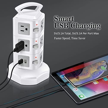 Desktop Power Strip Tower with Fast USB Charging