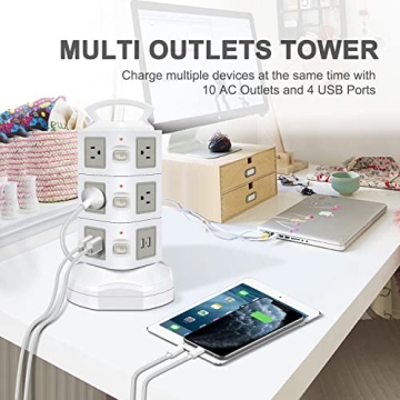 Desktop Power Strip Tower with Fast USB Charging