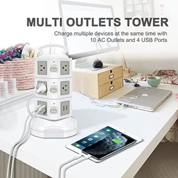 Desktop Power Strip Tower with Fast USB Charging