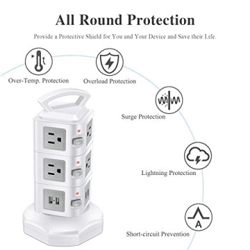 Desktop Power Strip Tower with Fast USB Charging