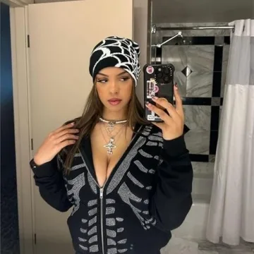 Pooyikoi Y2K Gothic Spider Pattern Knitted Beanie