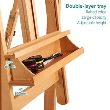 VISWIN Heavy-Duty Extra Large H Frame Easel, Hold Canvas to 82", Tilts Flat, Professional Solid Beech Wood Studio Artist Easel with Storage, Wheels, Adjustable Art Easel Stand for Painting Adult - N