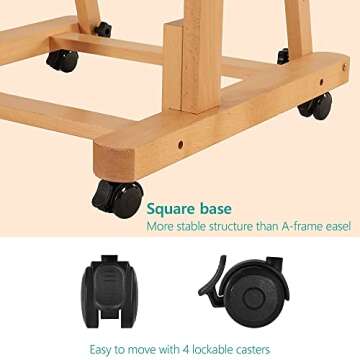 VISWIN Heavy-Duty Extra Large H Frame Easel, Hold Canvas to 82", Tilts Flat, Professional Solid Beech Wood Studio Artist Easel with Storage, Wheels, Adjustable Art Easel Stand for Painting Adult - N