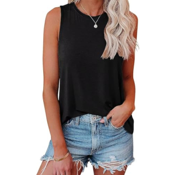 Bliwov Womens Fashion Tank Tops Crewneck Loose Fit Basic y2k Going Out Clothes Casual Summer Sleevel...