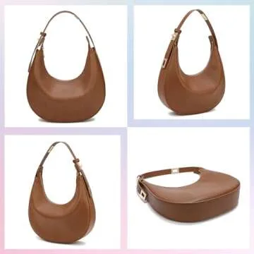 Hvjcez Womens Shoulder Bag Waterproof Leather Shoulder Handbags Clutch Purse Fashionable Casual Hobo Purses Cute Tote Top Handle Bags with Adjustable Strap Camel