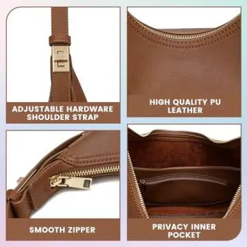 Hvjcez Womens Shoulder Bag Waterproof Leather Shoulder Handbags Clutch Purse Fashionable Casual Hobo Purses Cute Tote Top Handle Bags with Adjustable Strap Camel