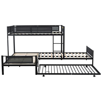 Sturdy Triple Bunk Bed with Trundle for Kids Space
