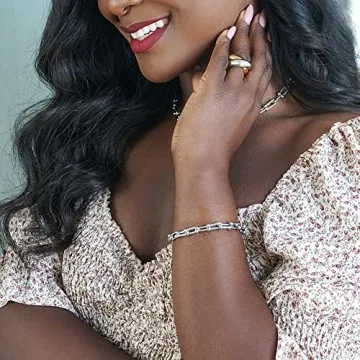 CIUNOFOR 14K Gold Plated Ring Simulated Diamond CZ Cocktail Rings for Women Gold Statement RingsWide Bands Parallel Bar Ring (style 4(gold), 6)