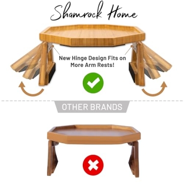 Stable Foldable Bamboo Couch Arm Table for Small Spaces