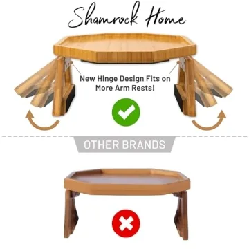 Stable Foldable Bamboo Couch Arm Table for Small Spaces