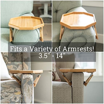 Stable Foldable Bamboo Couch Arm Table for Small Spaces