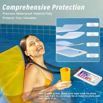 Waterproof Phone Pouch - 2 Pack IP68 Floating Waterproof Phone Case, Dry Bag Beach Cruise Essentials 2025 with Adjustable Lanyard for iPhone 16 Pro Max / 15 Pro / Galaxy S24 S23 (Black and White)