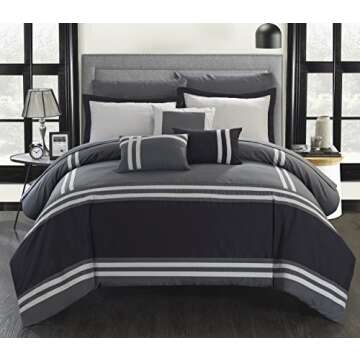 Chic Home Zarah Colorblock Queen Size Comforter Set, 10-Piece King Bedding Set with Queen Comforter,...