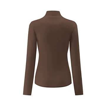 Kindcall Women’s Slim Fitted Mock Turtleneck Tops Long Sleeve Lightweight Base Layer Shirts Coffee Small