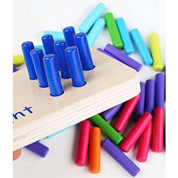 MIKNEKE Montessori Counting Peg Board for Kids Educational Fun