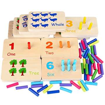 MIKNEKE Montessori Counting Peg Board for Kids Educational Fun