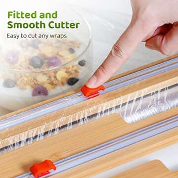 GEVLOX Bamboo Foil and Plastic Wrap Organizer - 3 in 1