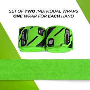 Sanabul 180" Elastic Boxing Hand Wraps - Ideal for MMA, Muay Thai, Green