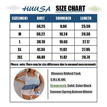 HUUSA Sexy Flowy Tank Tops for Women Summer Fashion Casual Loose Ribbed Knit Sleeveless Cami Shirts Cute Elegant Top M White