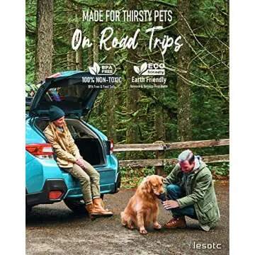 lesotc Dog Water Bottle, Portable Dog Water Dispenser, Leak Proof Dog Travel Water Bottle Squeeze Pet Water Bottle with Bowl for Outdoor Walking, Hiking, Travel, BPA-Free, Lightweight