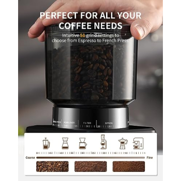 Premium SHARDOR Electric Coffee Grinder with 51 Settings