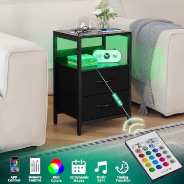 Yoobure LED Nightstand with USB Charging Station