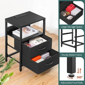 Yoobure LED Nightstand with USB Charging Station