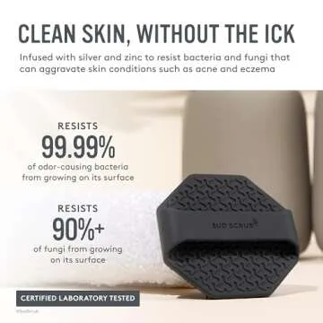 Sud Scrub® Antimicrobial Silicone Face Scrubber, 1 Pack, Gentle Face Exfoliator for Sensitive Skin,...