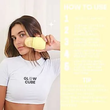 Glow Cube Ice Roller For Face Eyes and Neck To Brighten Skin & Enhance Your Natural Glow/Reusable Facial Tool to Tighten & Tone Skin & De-Puff The Eye Area (Pastel Yellow)