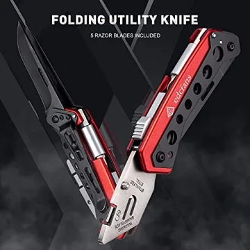 edcfans Folding Utility Knife: 5 Blades Included, Heavy Duty