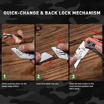 edcfans Folding Utility Knife: 5 Blades Included, Heavy Duty