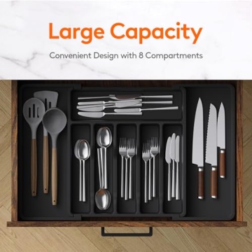 Lifewit Silverware Drawer Organizer - Expandable & Adjustable