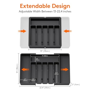 Lifewit Silverware Drawer Organizer - Expandable & Adjustable