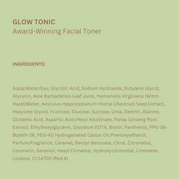 Pixi Glow Tonic Balancing Face Toner Glycolic Acid Toner for Radiant Skin Daily Brightening Toner (3.4 fl oz / 100 ml, Toner)
