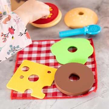 Fat Brain Toys Pretendables Burger & Fries - Imaginative Play Food Set for Ages 3 to 7