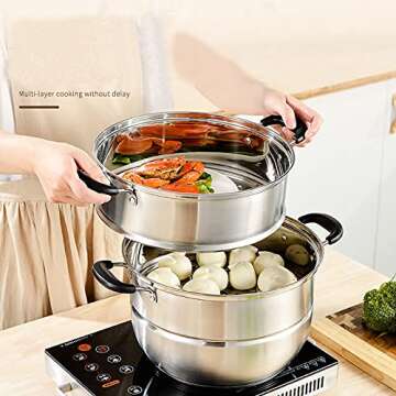 Beeiee Steamer for cooking,Steamer pot,9 Quart,Steamer cookware,Vegetable steamer,Dumpling steamer,V...