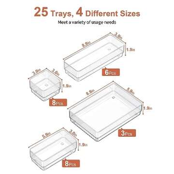 SMARTAKE 25-Piece Drawer Organizers for Clear Storage Solutions