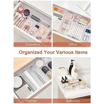 SMARTAKE 25-Piece Drawer Organizers for Clear Storage Solutions