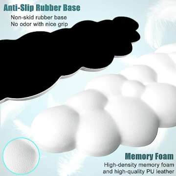 Cloud Keyboard Wrist Rest, PU Leather Memory Foam Cloud Wrist Rest for Computer Keyboard, Ergonomic ...